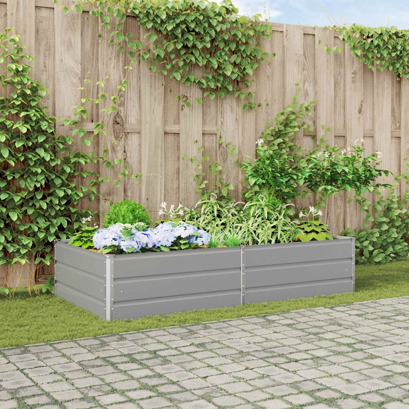 vidaXL Кашпа Светлосиво 195 x 100 x 45 см Поцинкована стомана