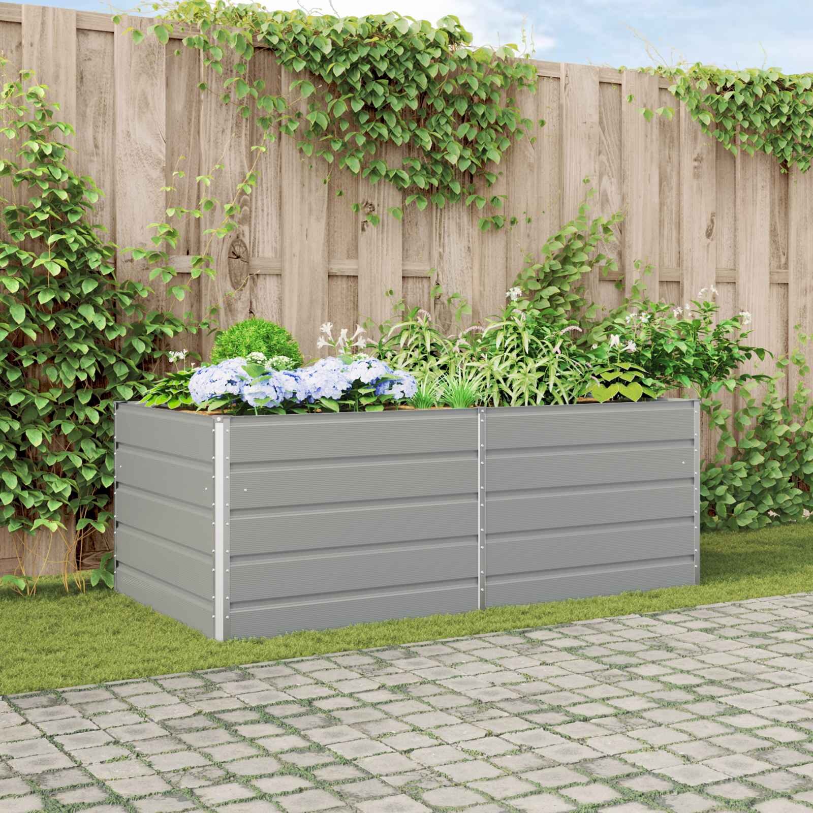 vidaXL Кашпа Светлосиво 195 x 100 x 75 см Поцинкована стомана