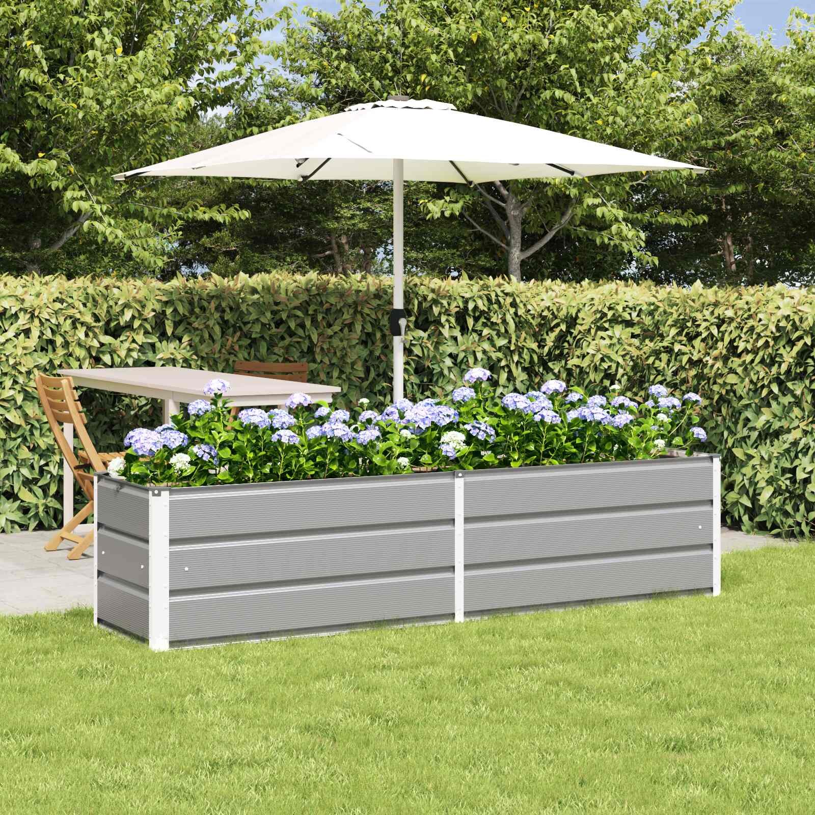 vidaXL Кашпа Светлосиво 195 x 50 x 45 см Галванизирана стомана
