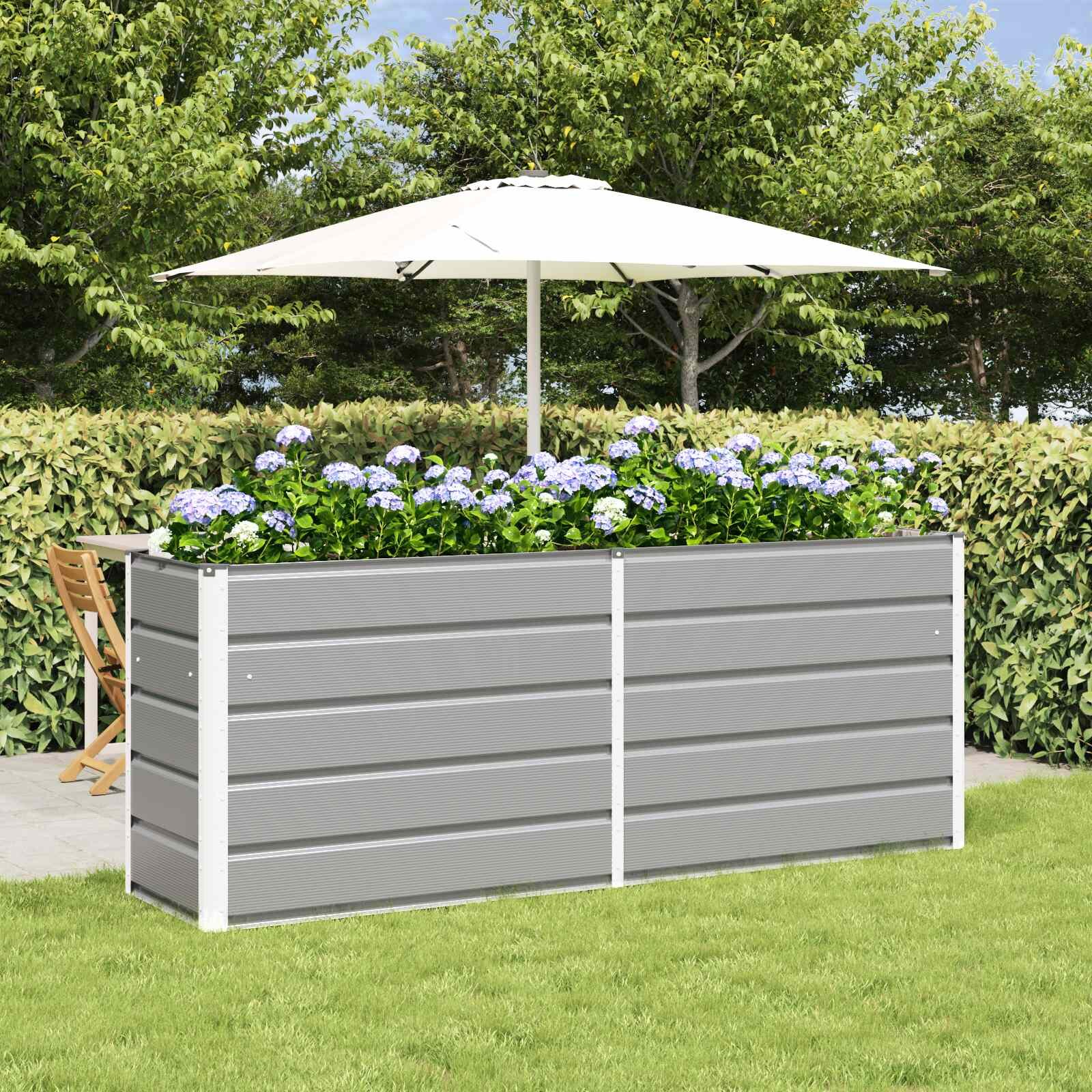 vidaXL Кашпа Светлосиво 195 x 50 x 75 см Галванизирана стомана