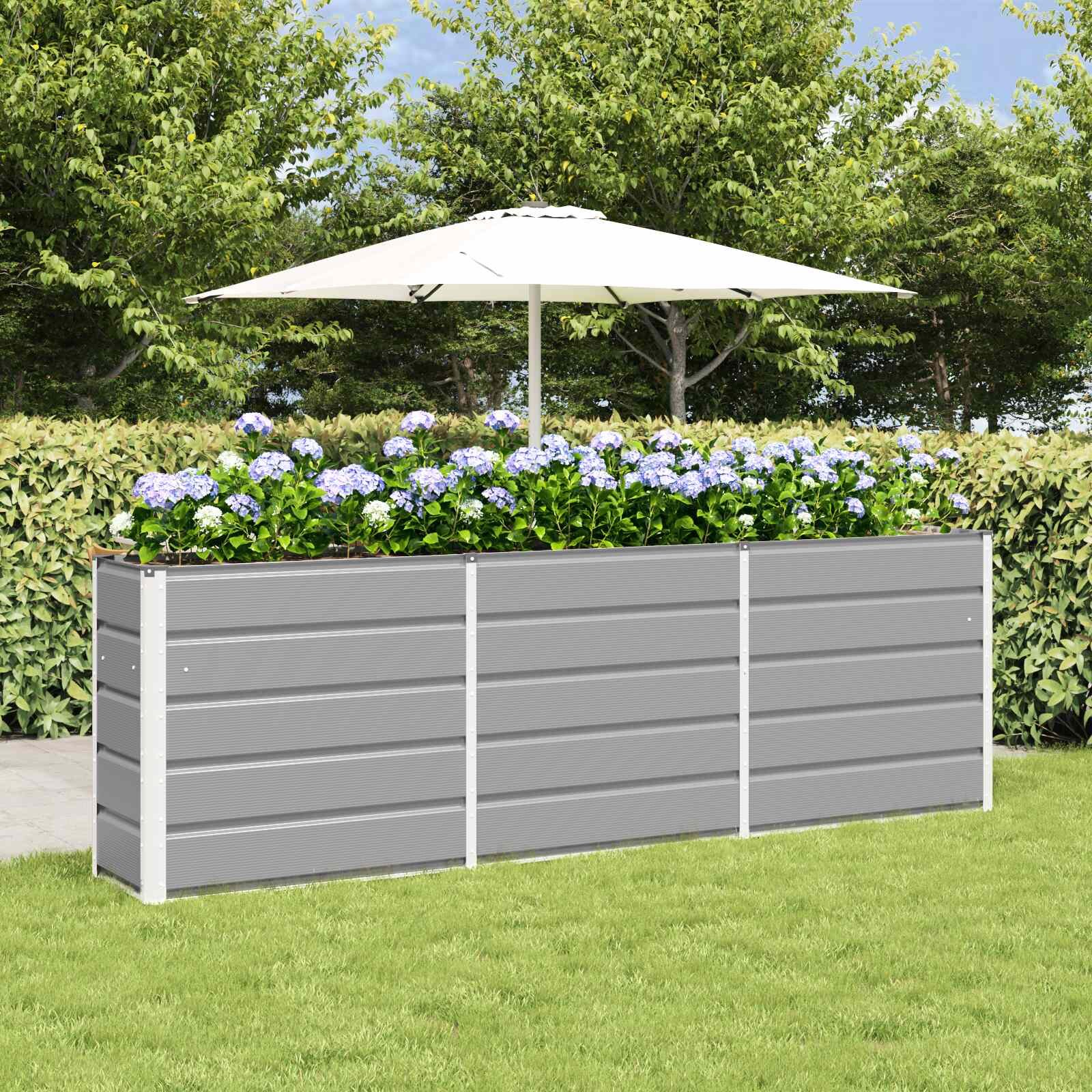 vidaXL Кашпа Светлосиво 240 x 40 x 75 см Стомана