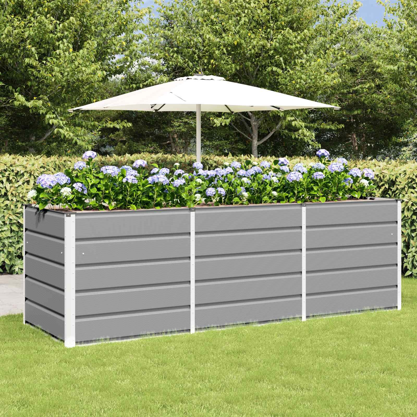 vidaXL Кашпа Светлосиво 240 x 80 x 75 см Стомана