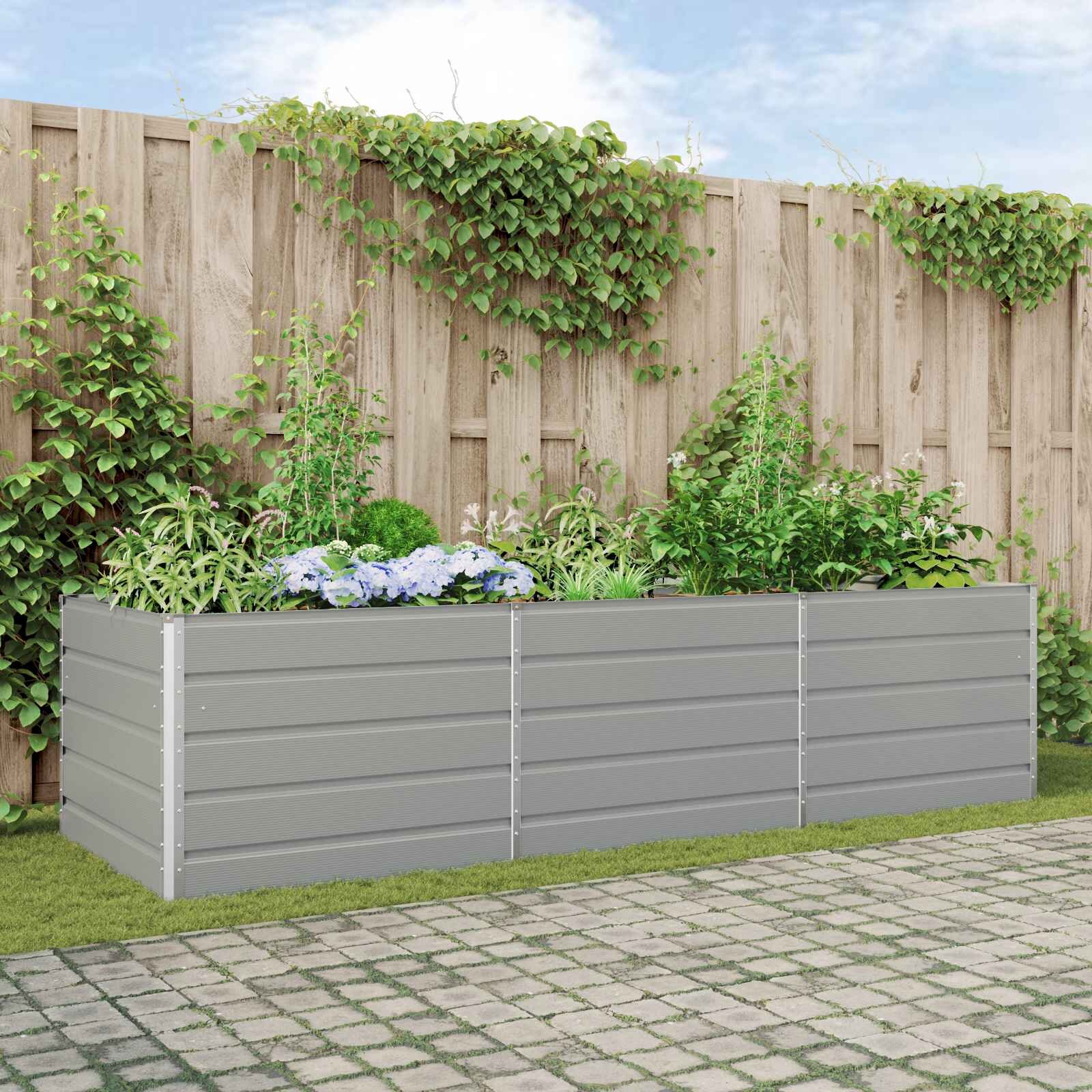 vidaXL Кашпа Светлосиво 290 x 100 x 75 см Поцинкована стомана