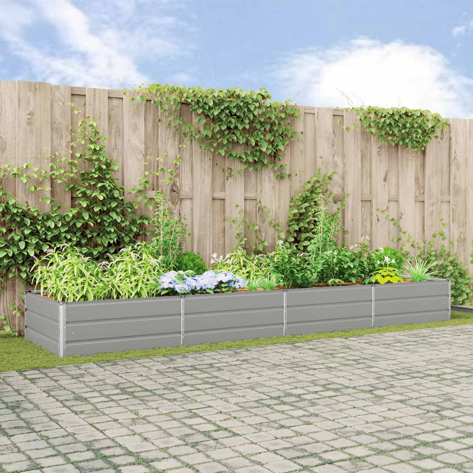 vidaXL Кашпа Светлосиво 385 x 100 x 45 см Поцинкована стомана