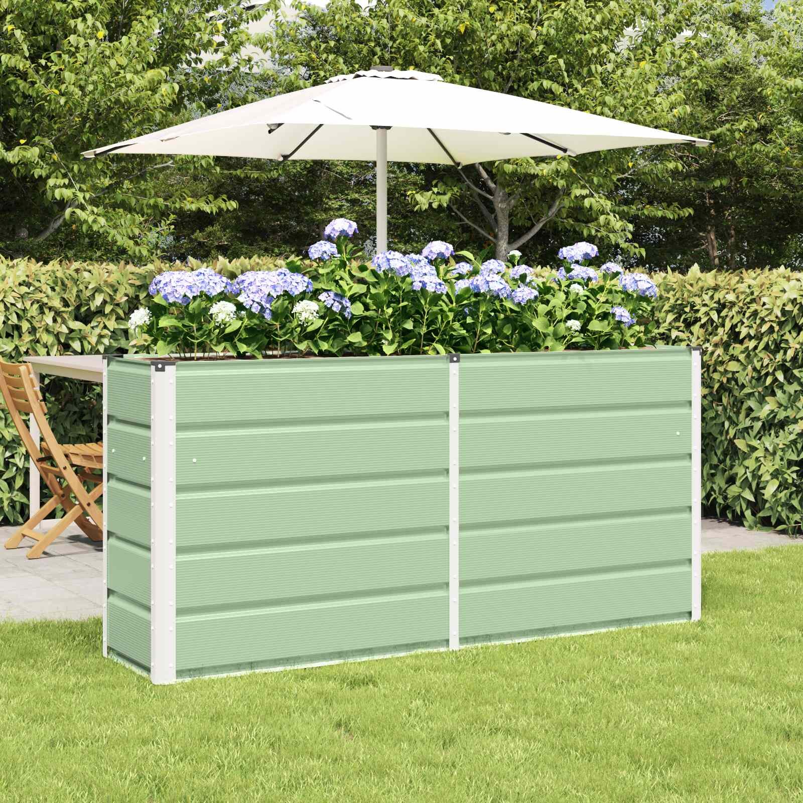 vidaXL Кашпа Зелен 160 x 40 x 75 см Стомана