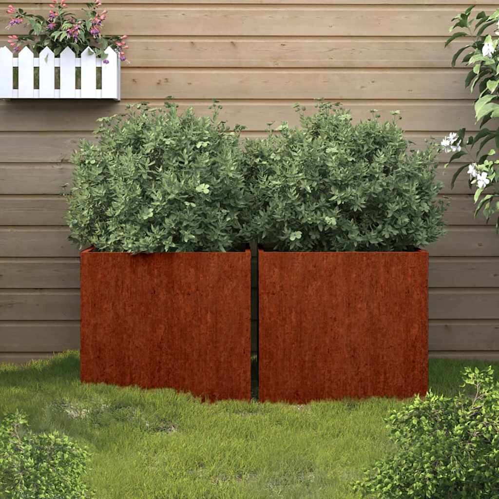 vidaXL Кашпи 2 бр 42x40x39 см кортенова стомана