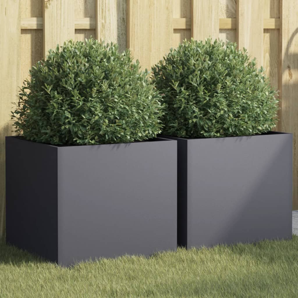 vidaXL Кашпи 2 бр антрацит 42x40x39 см стомана