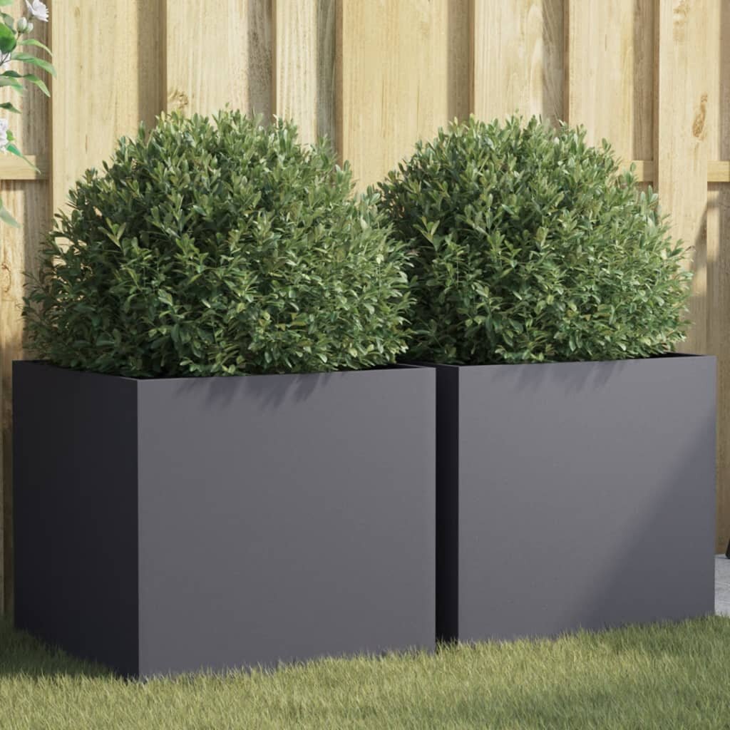 vidaXL Кашпи 2 бр антрацит 49x47x46 см стомана