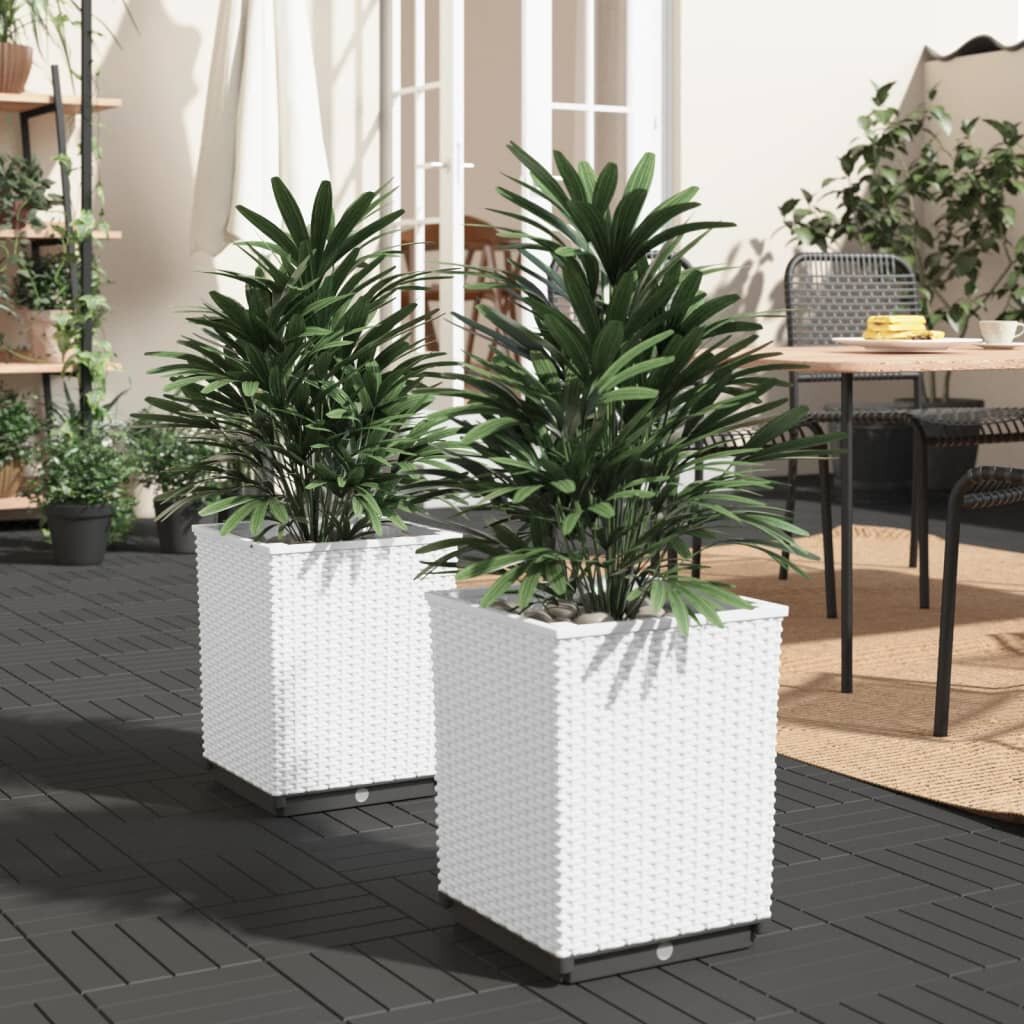 vidaXL Кашпи 2 бр Бели 30x30x37 см полипропилен