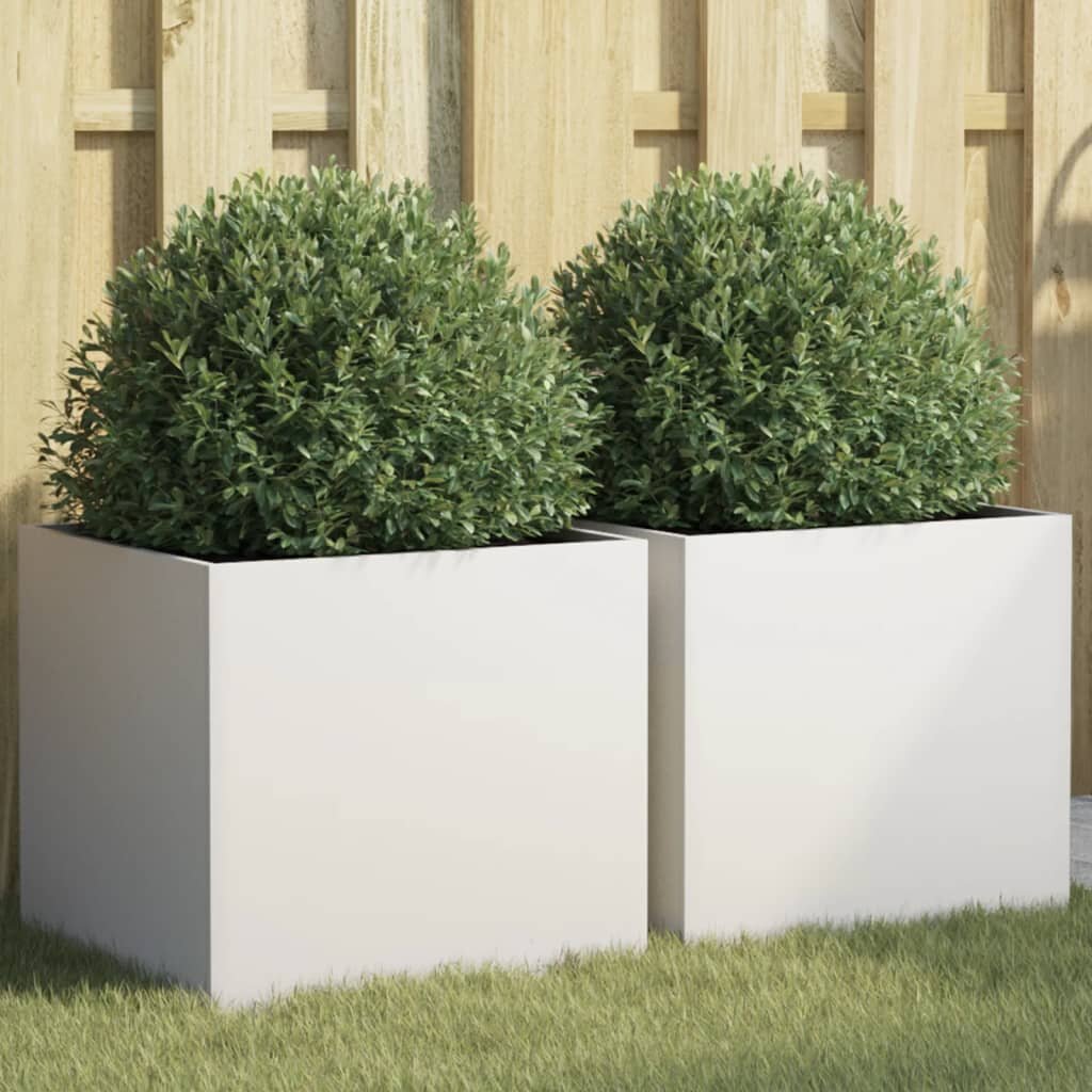 vidaXL Кашпи 2 бр бели 42x40x39 см стомана