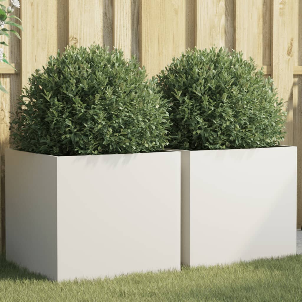 vidaXL Кашпи 2 бр бели 49x47x46 см стомана