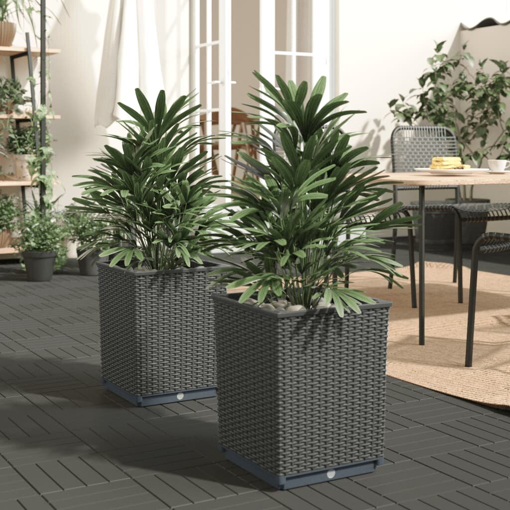 vidaXL Кашпи 2 бр черни 30x30x37 см полипропилен