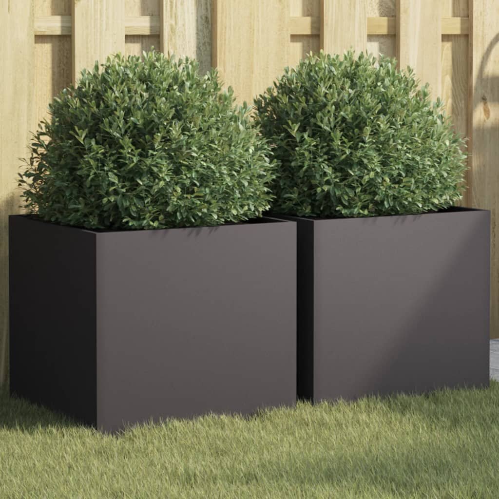 vidaXL Кашпи 2 бр черни 42x40x39 см стомана