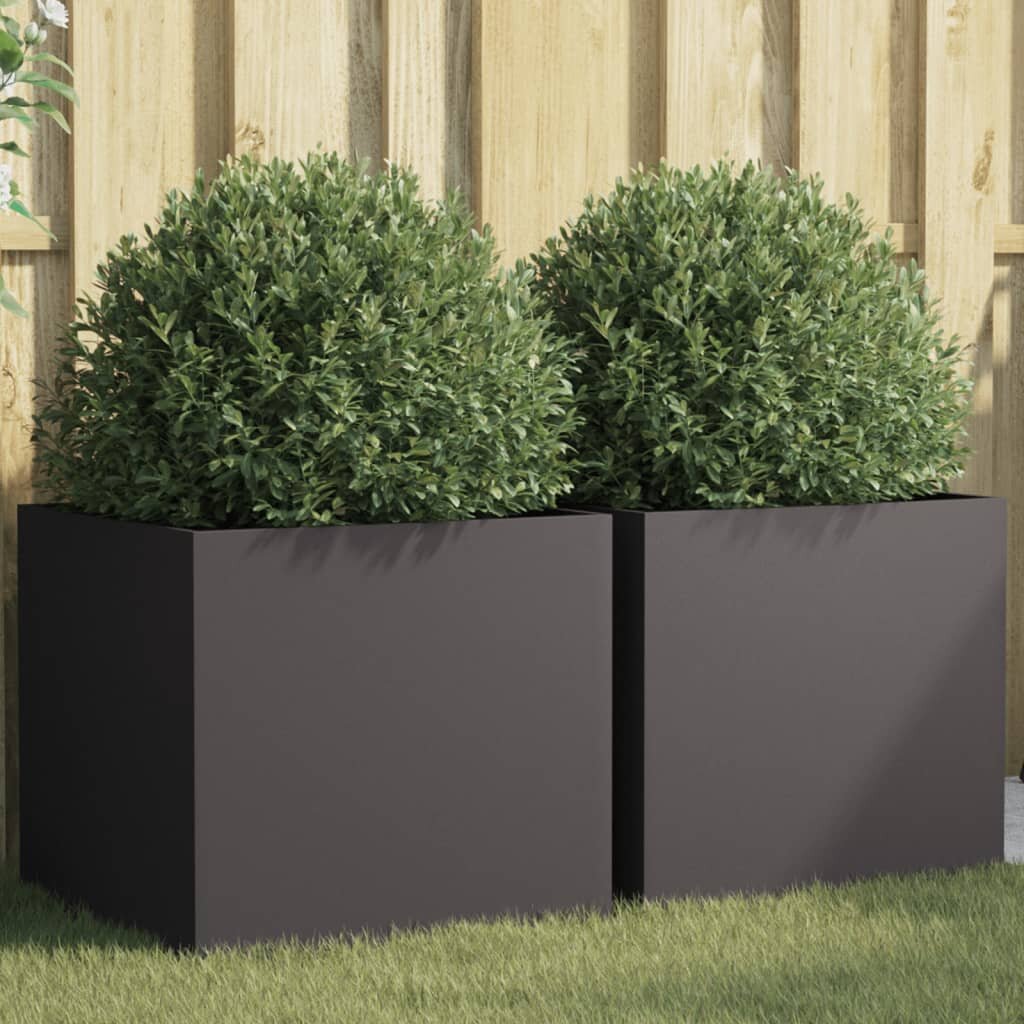 vidaXL Кашпи 2 бр черни 49x47x46 см стомана