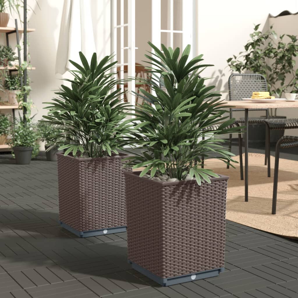 vidaXL Кашпи 2 бр Кафяви 30x30x37 см полипропилен