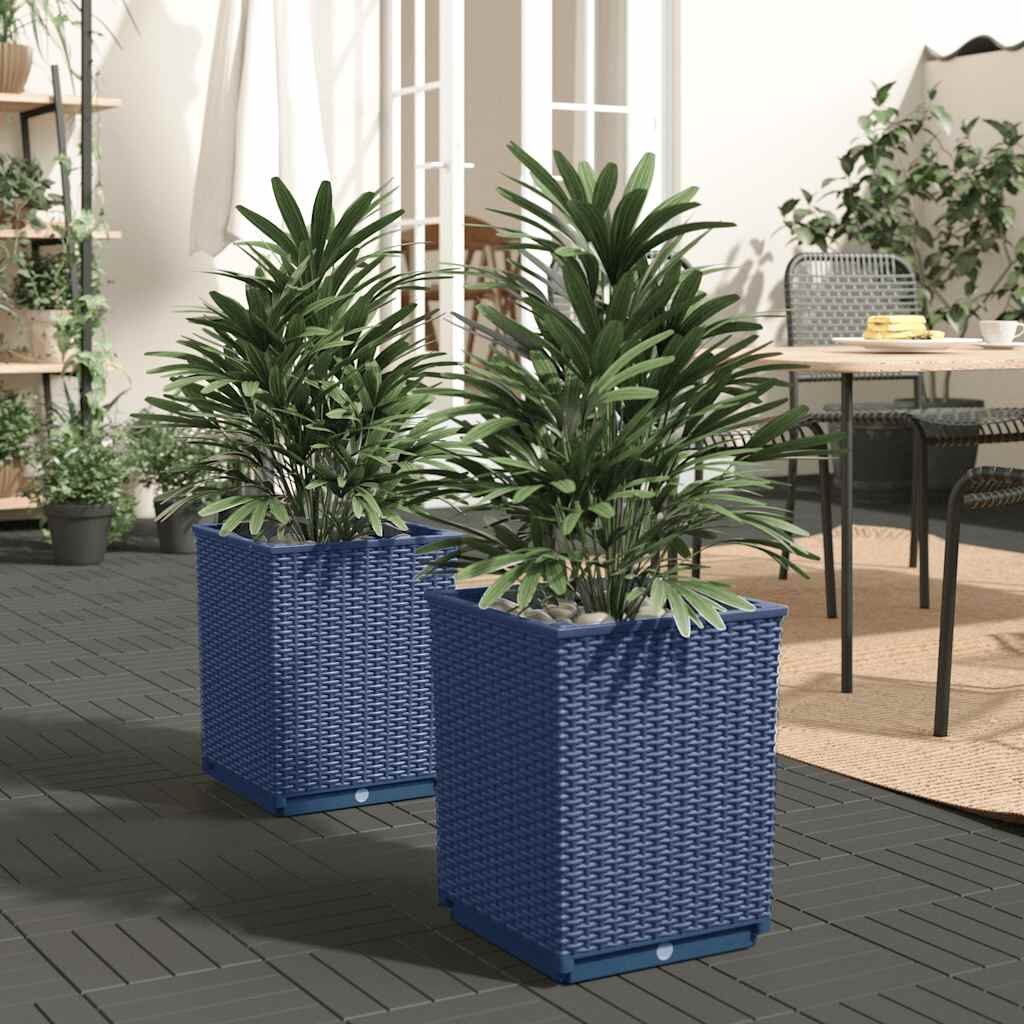 vidaXL Кашпи 2 бр синьо сив 30x30x37 см полипропилен
