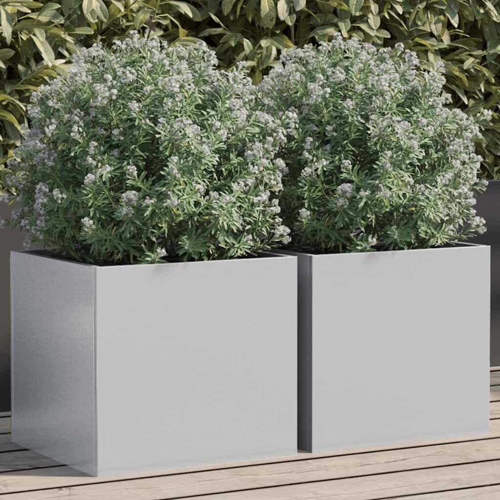 vidaXL Кашпи 2 бр сребристи 32x30x29 см поцинкована стомана