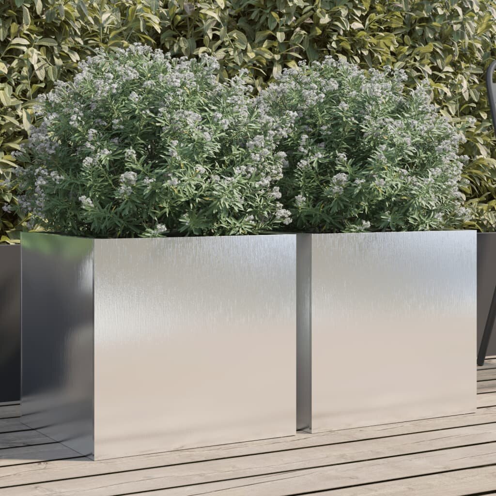 vidaXL Кашпи 2 бр сребристи 42x40x39 см неръждаема стомана
