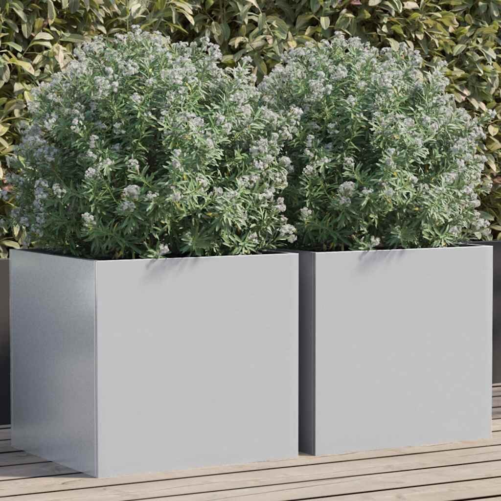 vidaXL Кашпи 2 бр сребристи 42x40x39 см поцинкована стомана