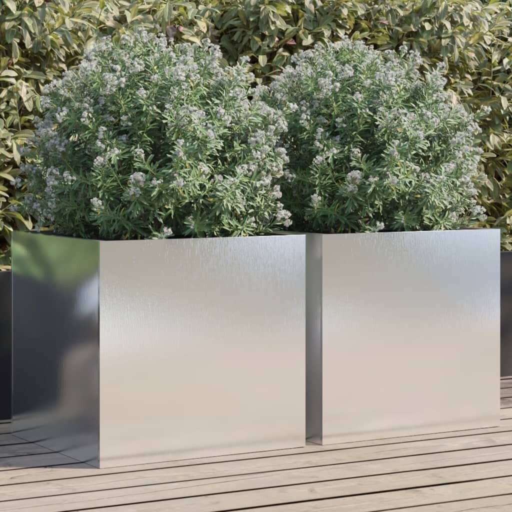 vidaXL Кашпи 2 бр сребристи 49x47x46 см неръждаема стомана