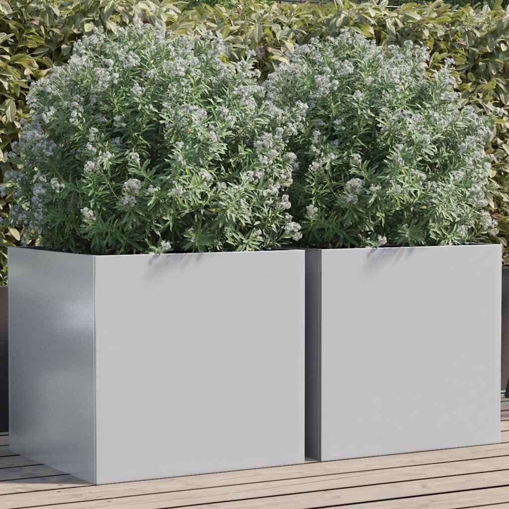 vidaXL Кашпи 2 бр сребристи 49x47x46 см поцинкована стомана