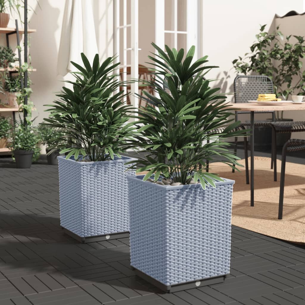 vidaXL Кашпи 2 бр светлосиви 30x30x37 см полипропилен