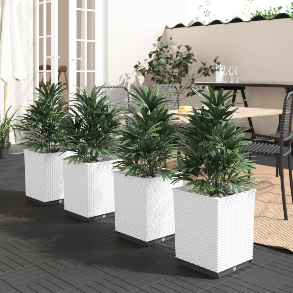 vidaXL Кашпи 4 бр Бели 30x30x37 см полипропилен