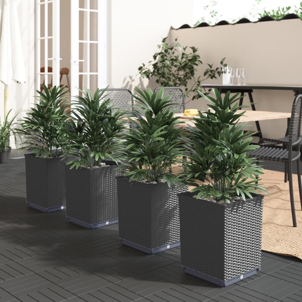 vidaXL Кашпи 4 бр черни 30x30x37 см полипропилен
