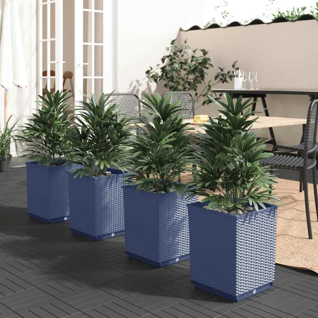 vidaXL Кашпи 4 бр синьо сив 30x30x37 см полипропилен