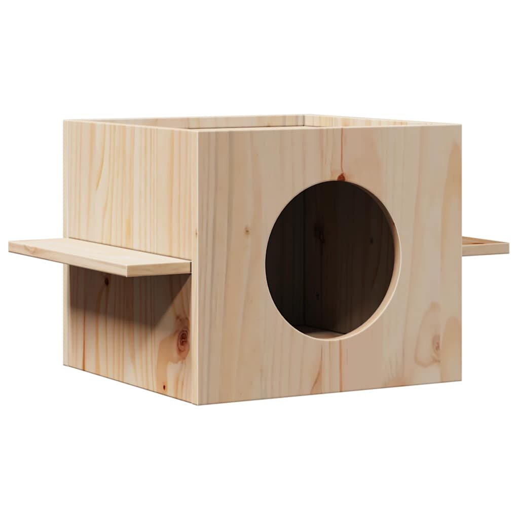vidaXL Къща за котки 51x35x30 cm масивна дървесина бор