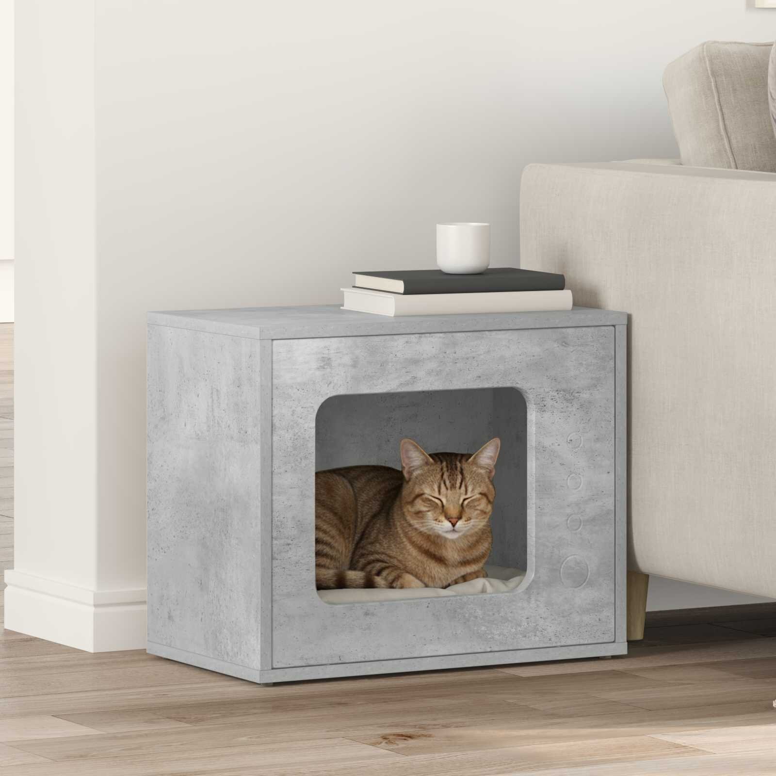 vidaXL Къща за котки Бетон 51 x 30 x 425 см Инженерна дървесина
