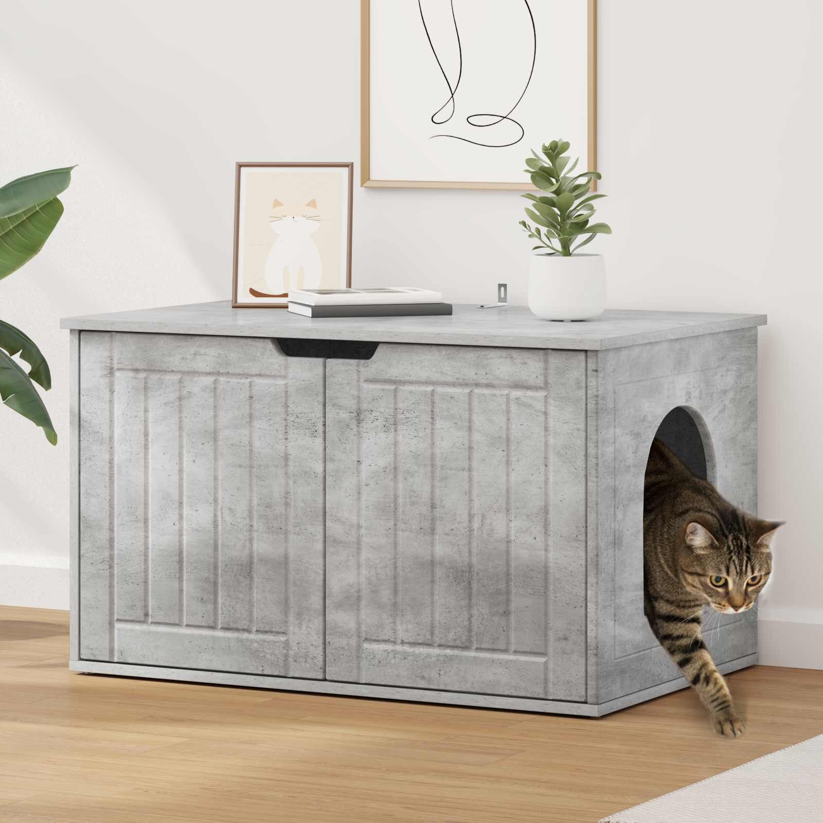 vidaXL Къща за котки Бетон 85 x 55 x 505 см Инженерна дървесина