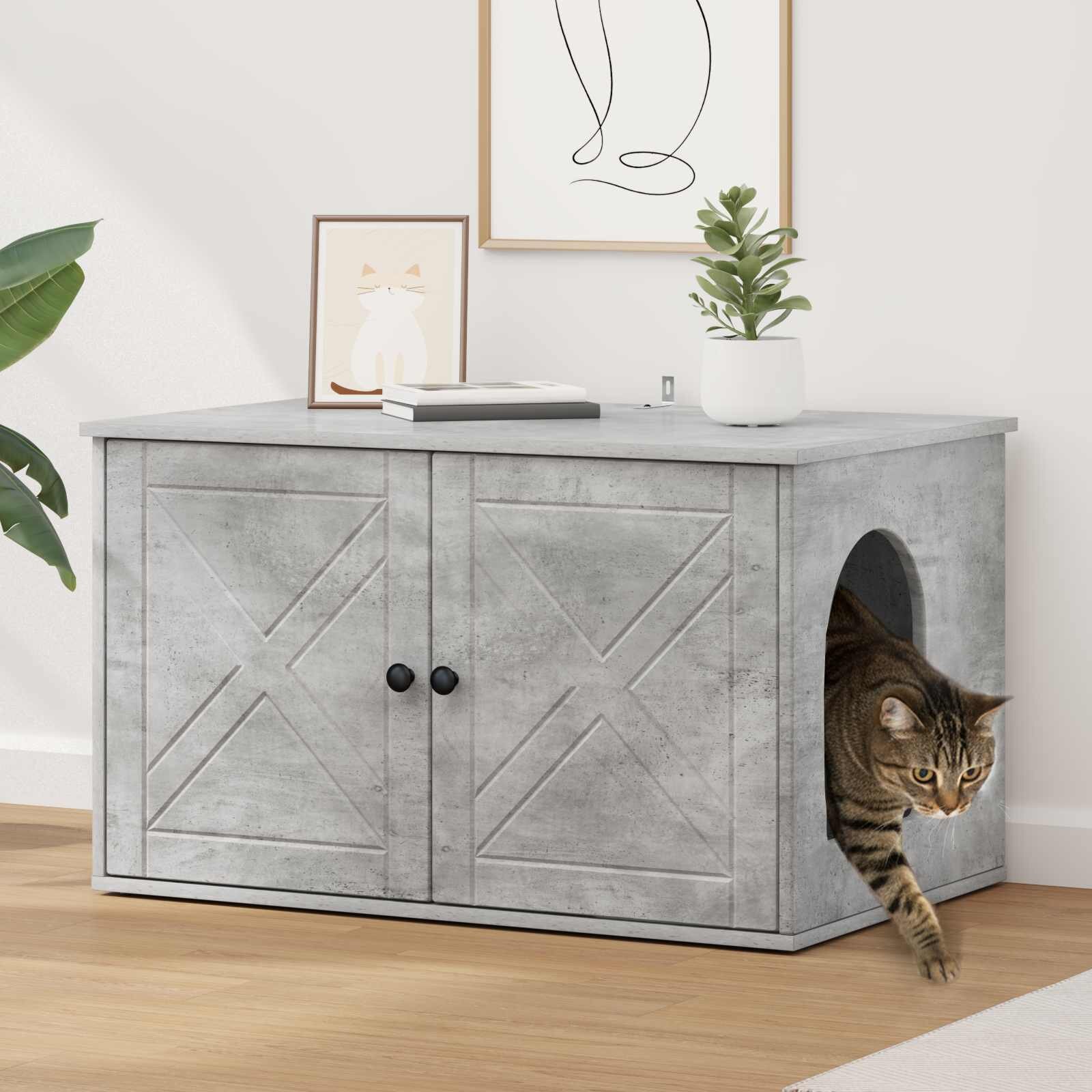 vidaXL Къща за котки Бетон 85 x 55 x 505 см Инженерна дървесина
