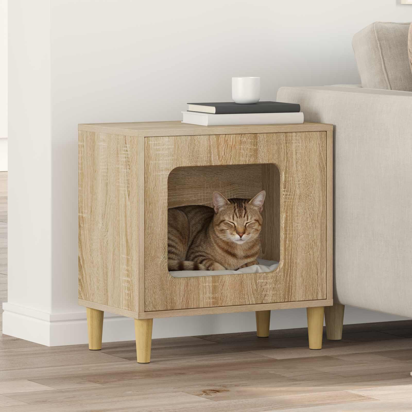 vidaXL Къща за котки Сонома 51 x 30 x 52 см Инженерна дървесина
