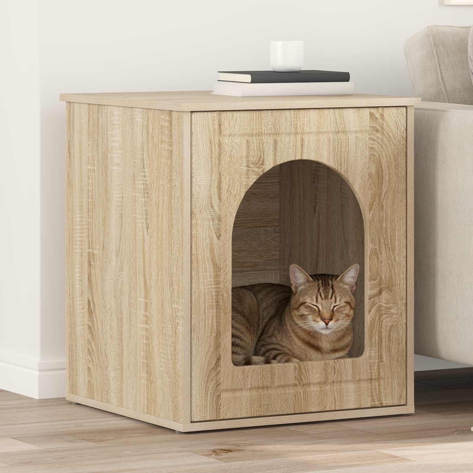 vidaXL Къща за котки Сонома 53 х 52 х 62 см Инженерна дървесина
