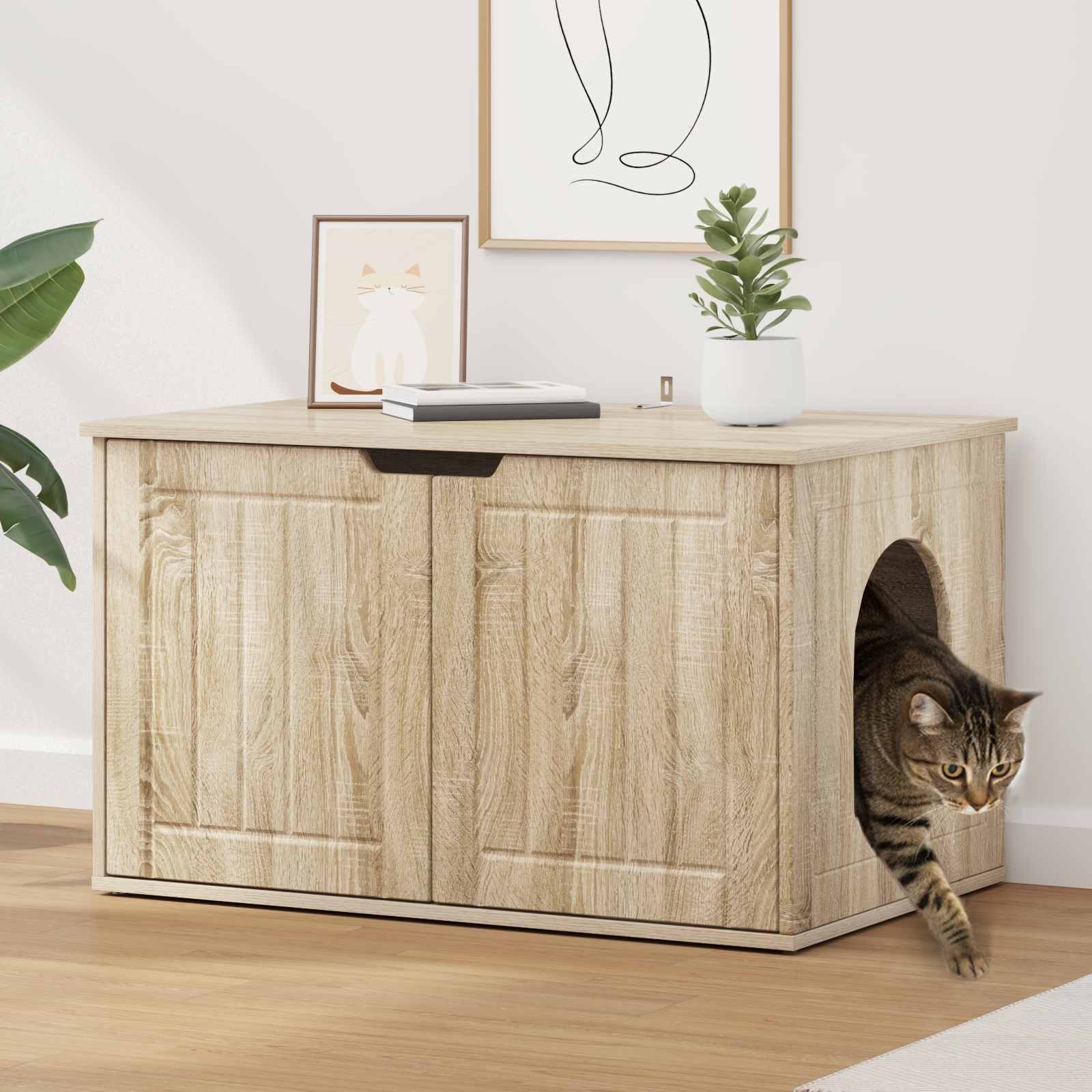 vidaXL Къща за котки Сонома 85 x 55 x 505 см Инженерна дървесина