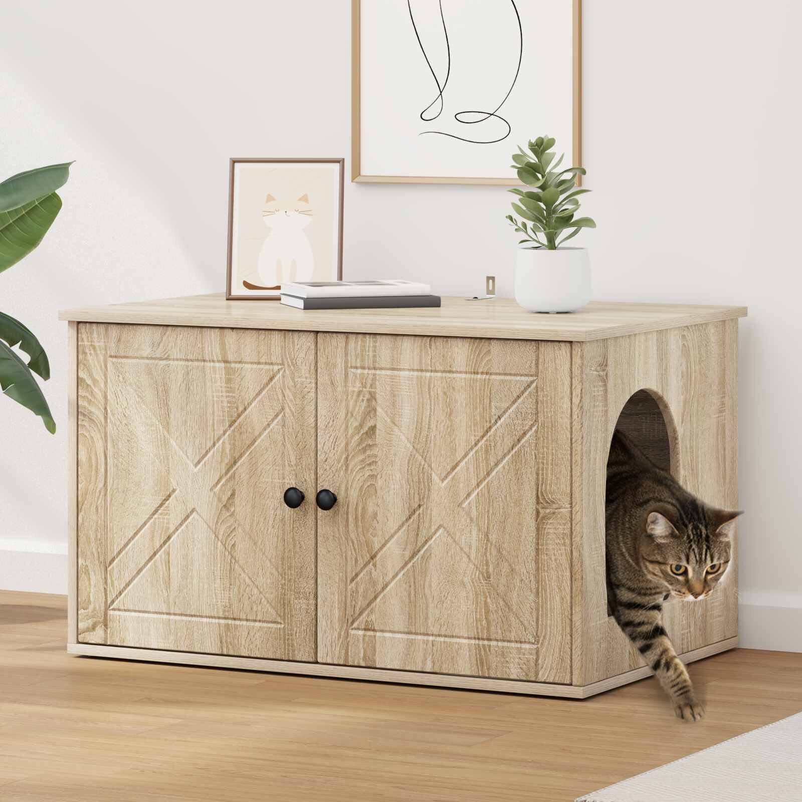 vidaXL Къща за котки Сонома 85 x 55 x 505 см Инженерна дървесина