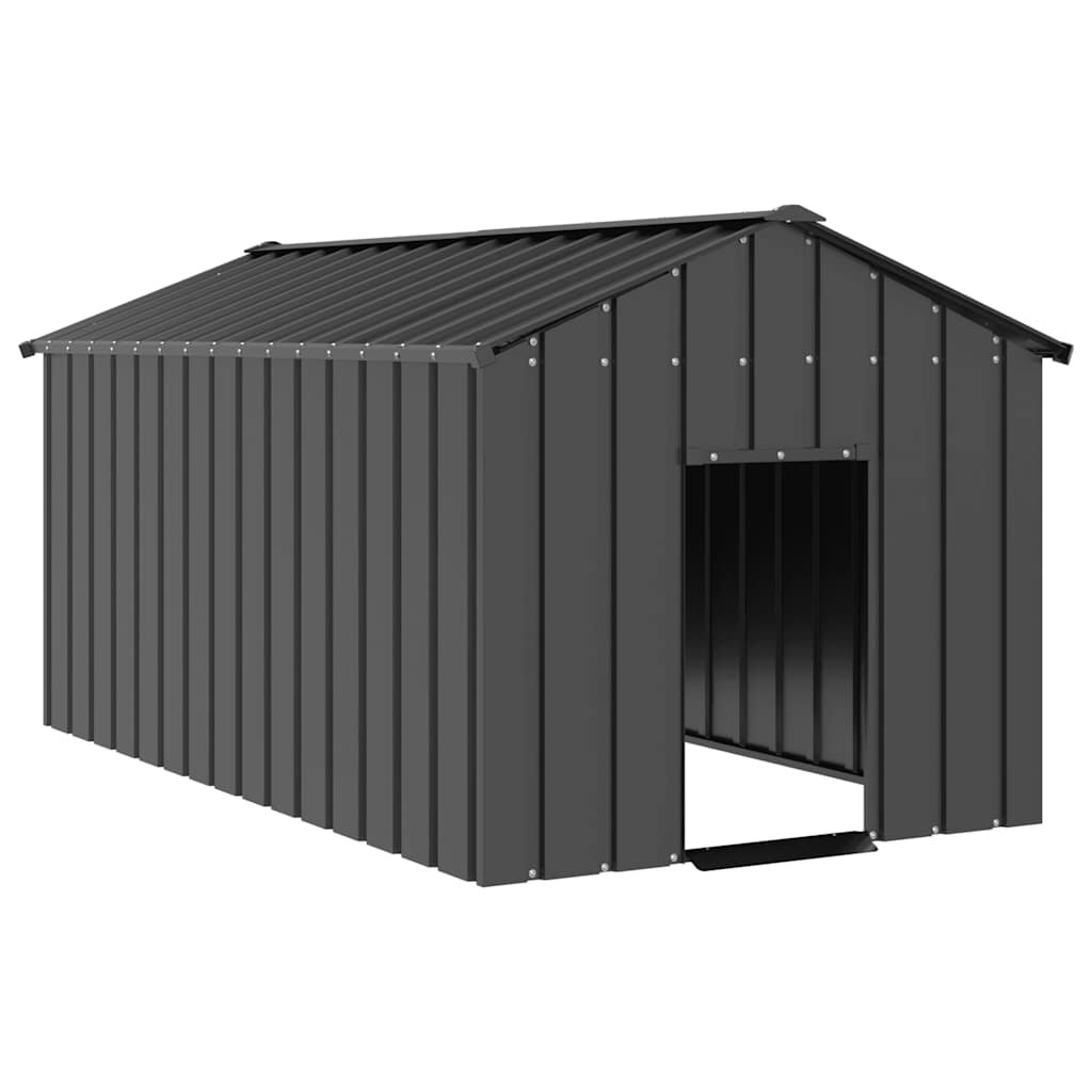 vidaXL Къща за кучета с покрив 114x202x101 cm Поцинкована стомана