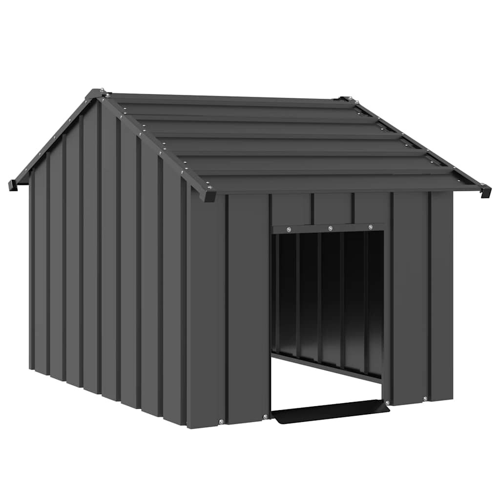 vidaXL Къща за кучета с покрив 83x130x85 cm Поцинкована стомана
