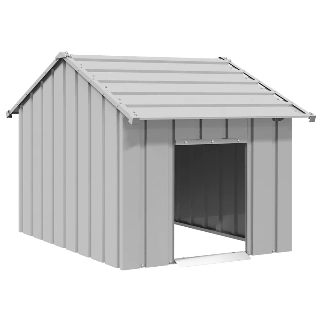 vidaXL Къща за кучета с покрив 83x130x85 cm Поцинкована стомана