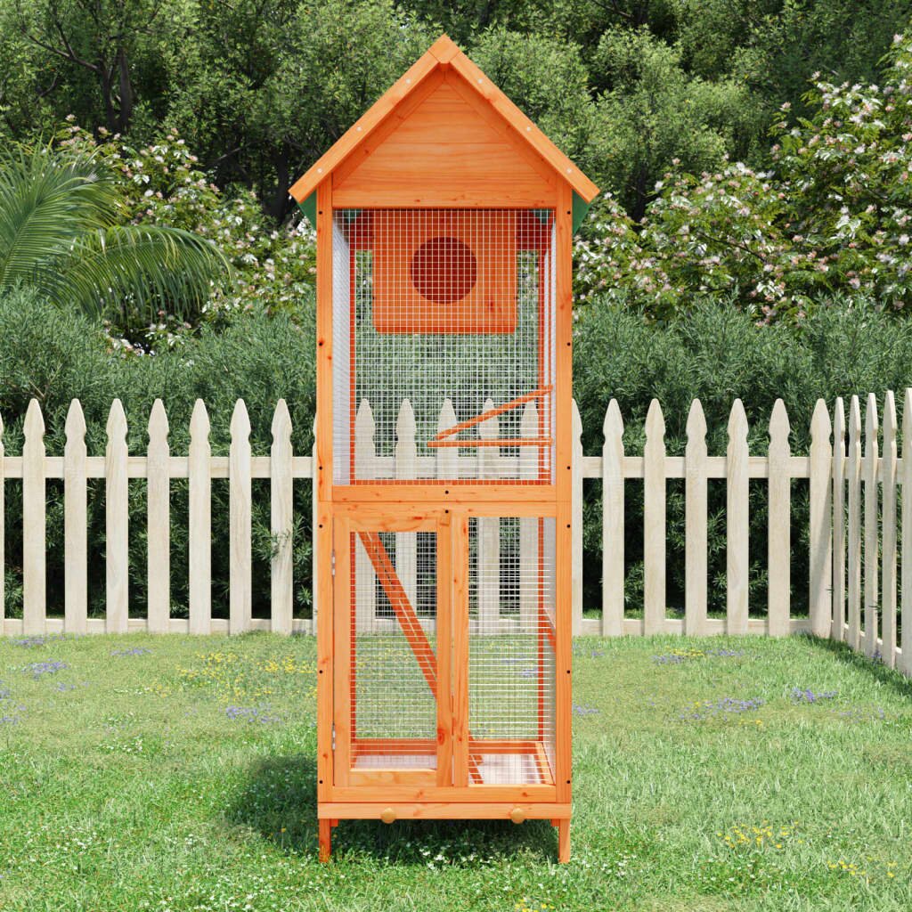vidaXL Къщичка за птици кафява 60x585x160 см масивна чамова дървесина