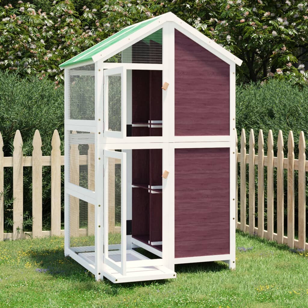 vidaXL Къщичка за птици мока 97x81x152 см масивна чамова дървесина