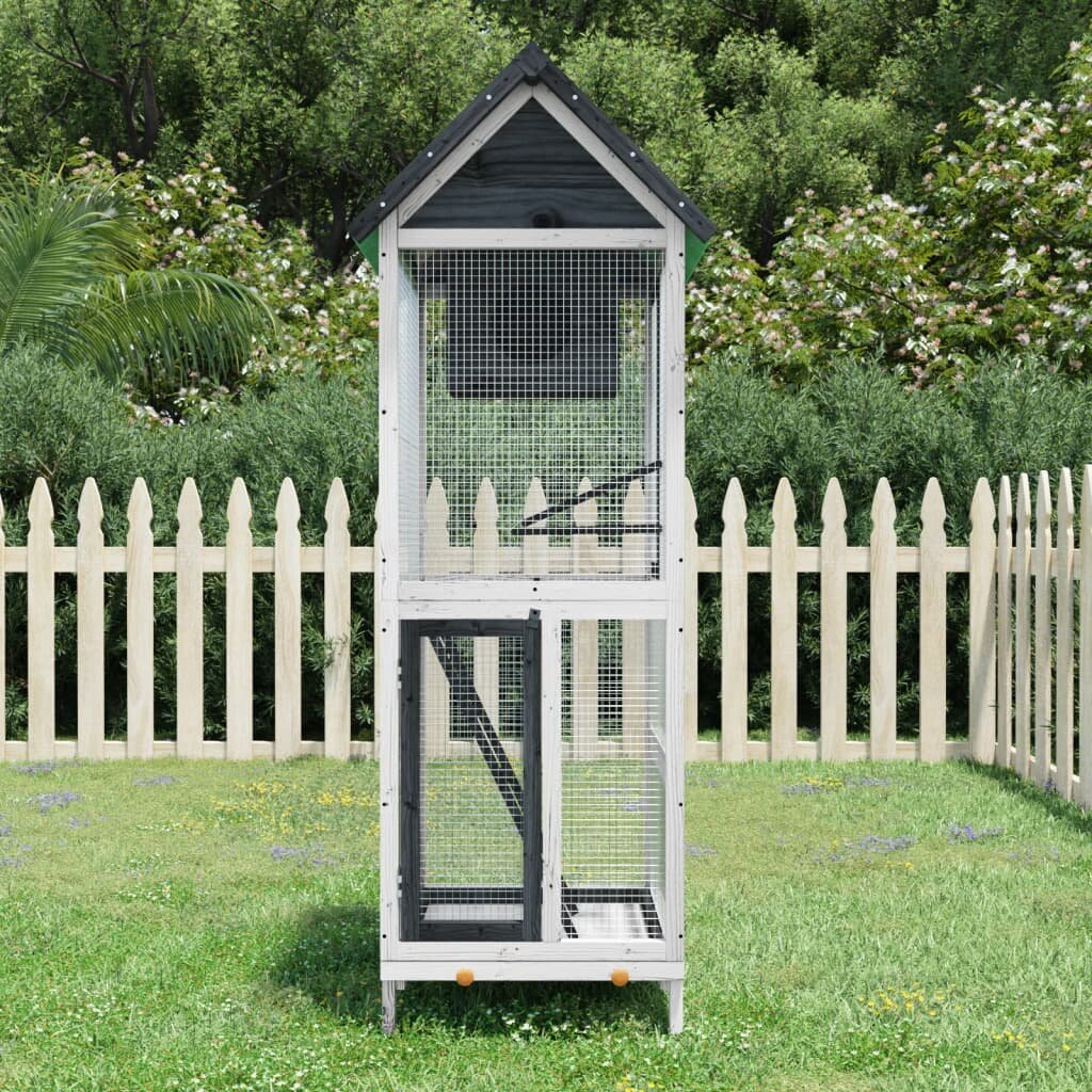 vidaXL Къщичка за птици сива 60x585x160 см масивна чамова дървесина