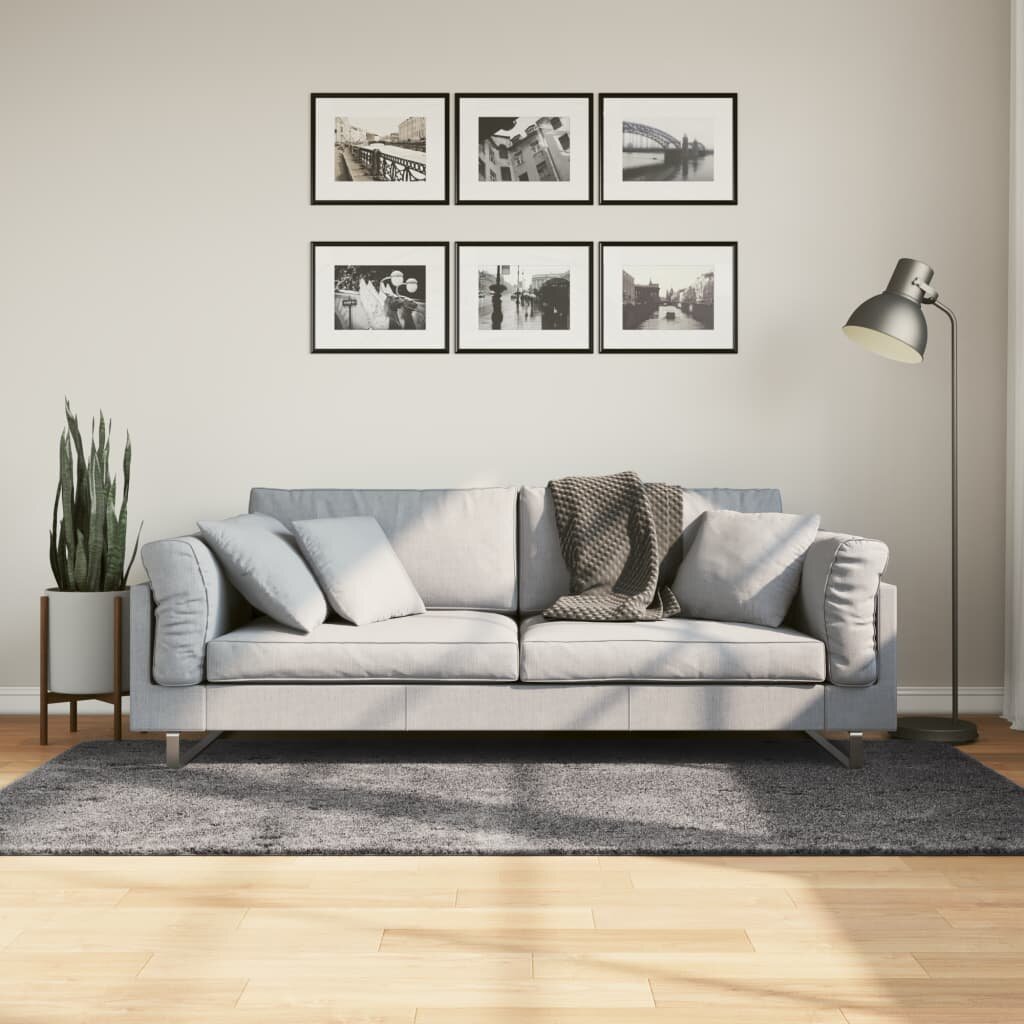 vidaXL Килим HUARTE с къс косъм мек и миещ се антрацит 100x200 см