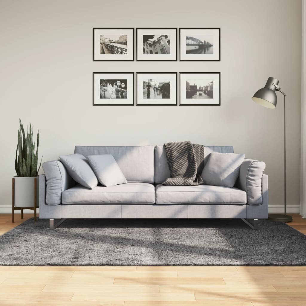 vidaXL Килим HUARTE с къс косъм мек и миещ се антрацит 140x200 см