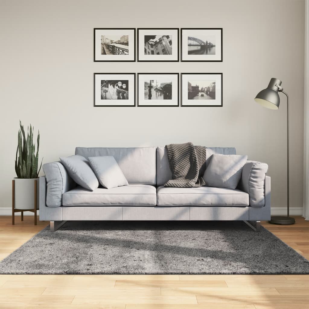 vidaXL Килим HUARTE с къс косъм мек и миещ се антрацит 160x160 см