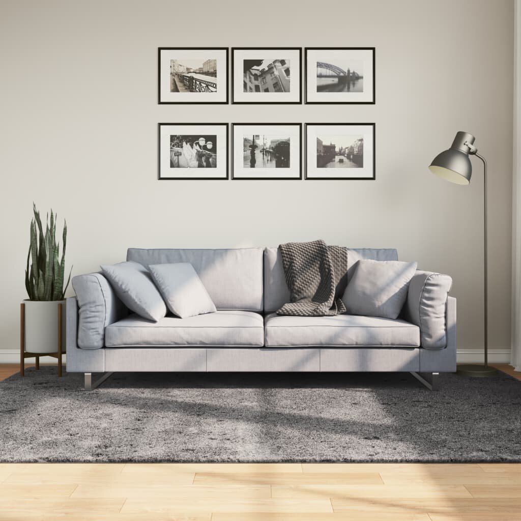 vidaXL Килим HUARTE с къс косъм мек и миещ се антрацит 160x230 см