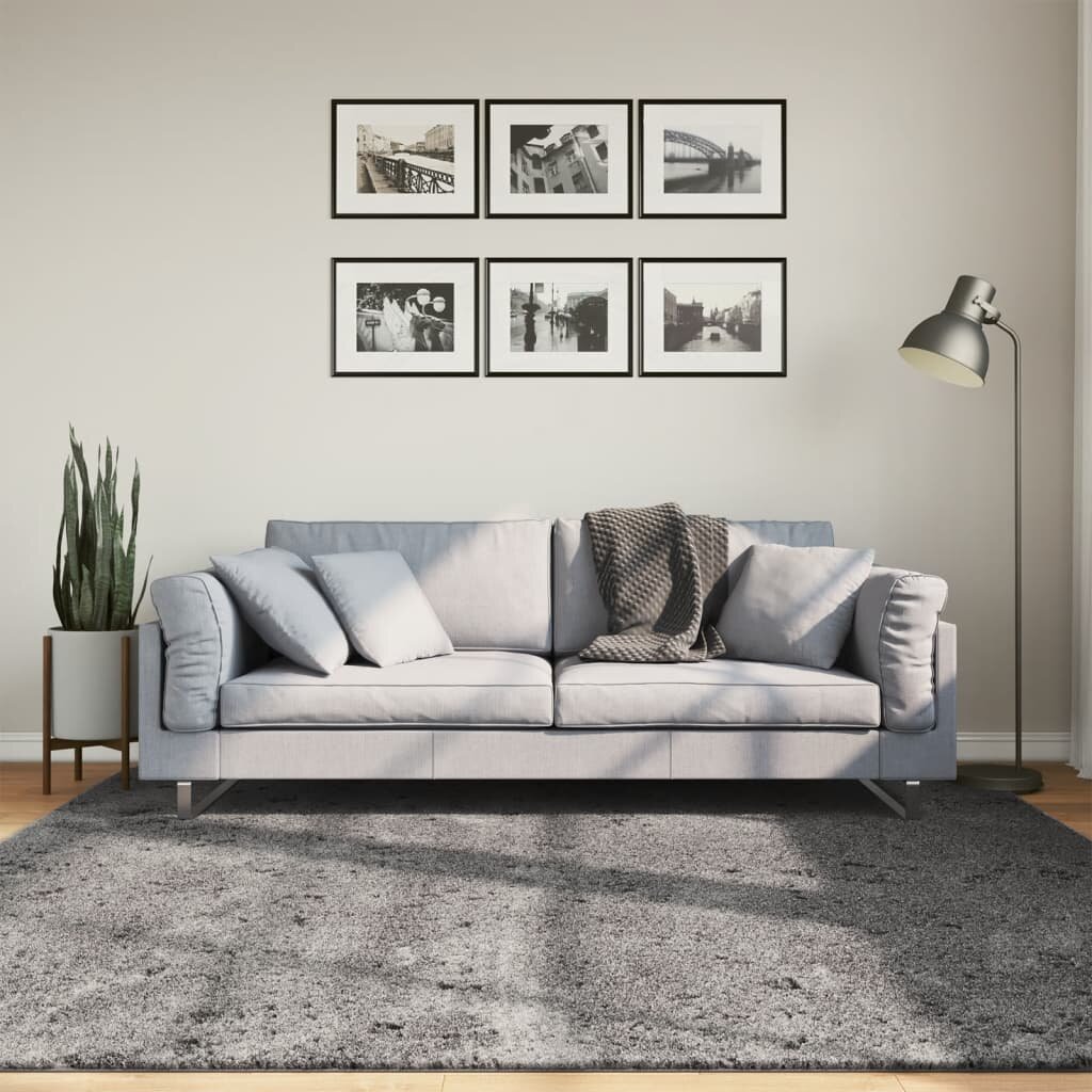 vidaXL Килим HUARTE с къс косъм мек и миещ се антрацит 200x200 см