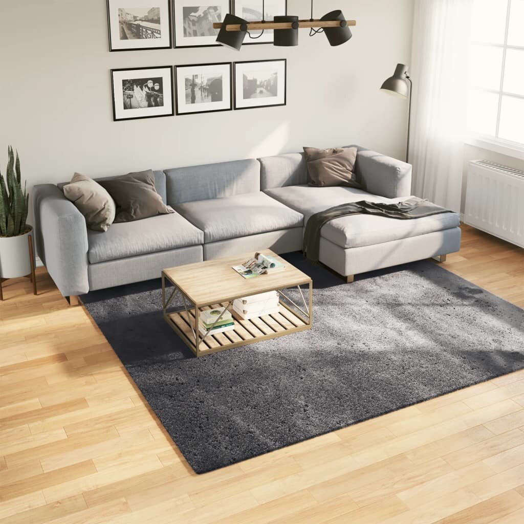 vidaXL Килим HUARTE с къс косъм мек и миещ се антрацит 240x240 см
