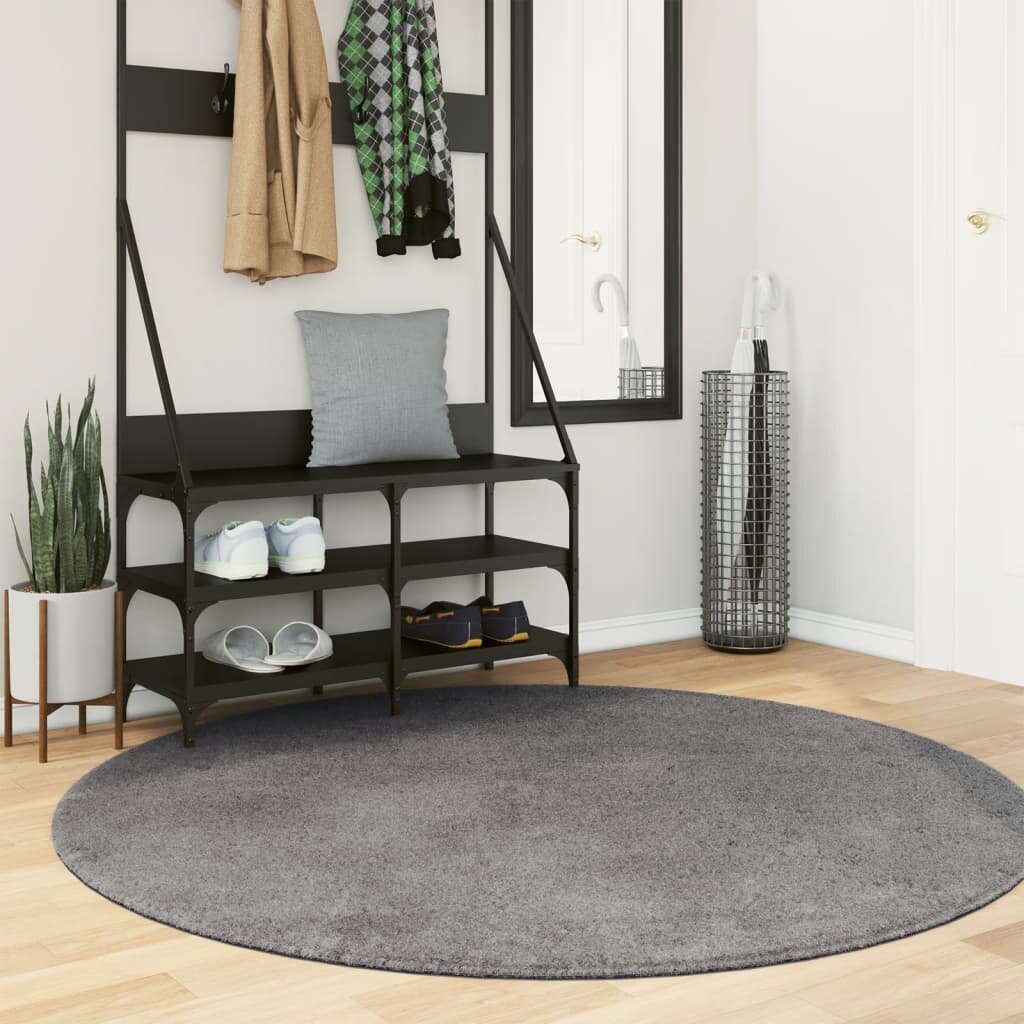 vidaXL Килим HUARTE с къс косъм мек и миещ се антрацит Ø 160 см